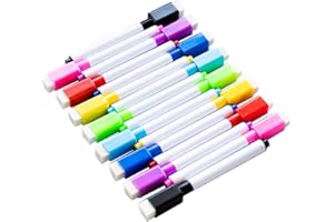 8 Colors Dry Erase Markers with Eraser Cap Home Office Classroom Portable Low Odor Whiteboard Pen Set for Glass/Whiteboard/Pl