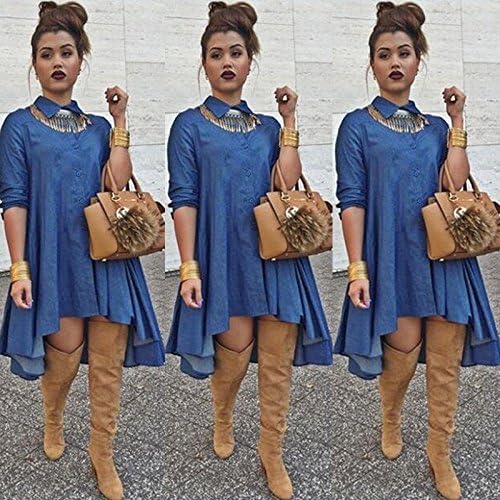New Sexy Womens Denim Jeans Blouse Shirt Tops Party Mini dress Clubwear Jeanswear