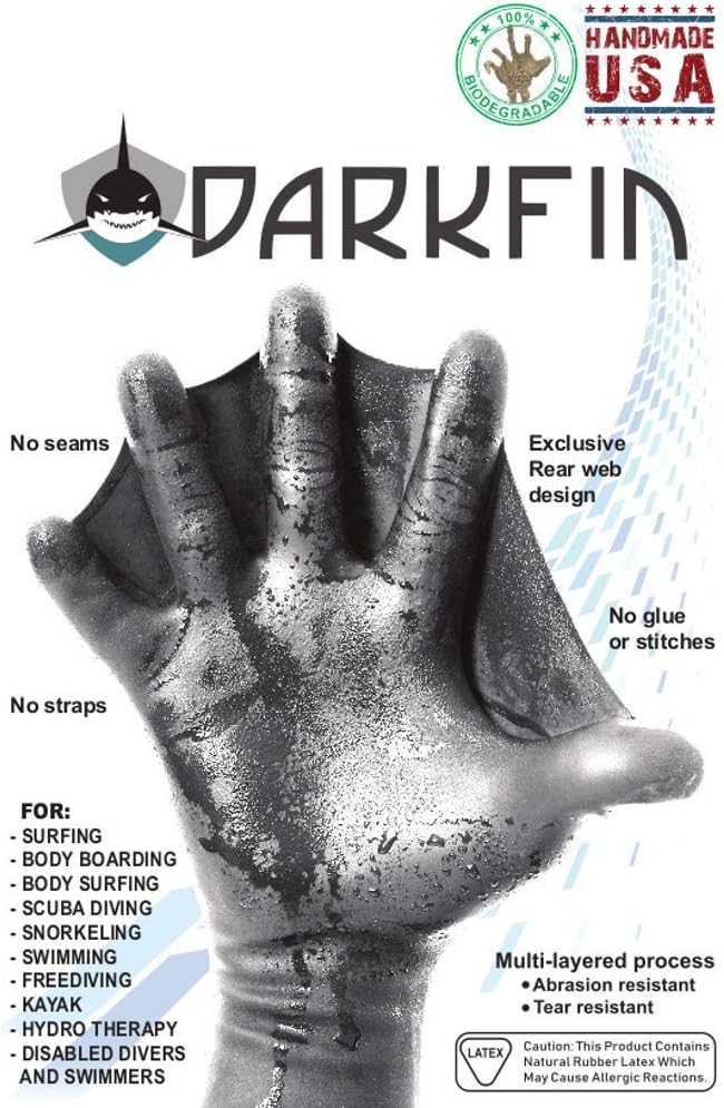 Darkfin Webbed Power Swimming Gloves (1 Pair) for Surfing, Snorkeling, Diving, Ultra Thin Hand Fins for Men and Women, Swim Gear for Water Aerobics and Water Resistance Training : Sports & Outdoors