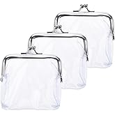 Clear Coin Purse for Women, 3 PCS Small Clear Purses Transparent Change Purse for Coins Waterproof Kisslock Purses Transparent Wallet Portable Coin Bags Plastic PVC Kiss Lock Change Pouch for Women