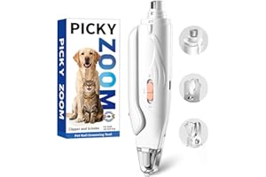 PICKY ZOOM 2-in-1 Dog & Cat Nail Clippers and Grinder with Light – Upgraded Safety Guard to Avoid Overcutting, Sharp Blade, Painless Quiet Pet Nail Claw Trimmers, Professional Grooming Tool for Large Small Pets