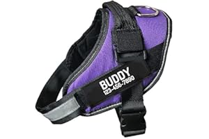 Custom Dog Harness, Personalized No Pull Pet Vest with Name and Phone Number Tag for Small Medium and Large Breed(Purple,M)