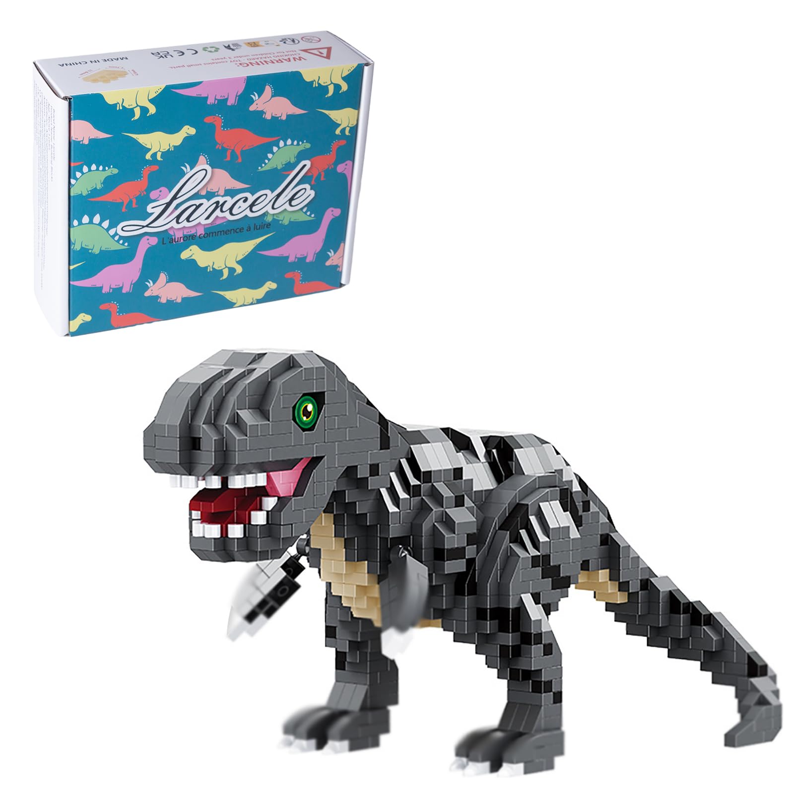 Larcele Micro Building Blocks Dinosaur Set, DIY Mini 3D Building Toy Bricks,1008 Pieces KLJM-06 (Tyrannosaurus Rex, Model 18398)