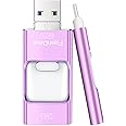 Flash Drive for iPhone 256GB, 4 in 1 USB Type C Memory Stick, Photo Stick External Storage Thumb Drive for iPhone iPad Android Computer, Violet Purple
