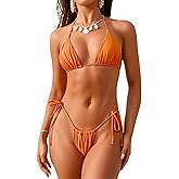 Bavace Womens Triangle Thong Two Piece Bikini Set Sexy String Bathing Suit Swimsuit Swimwear