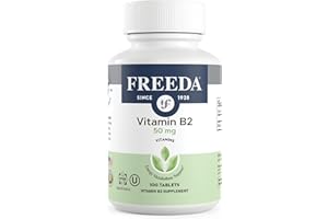 Freeda Vitamin B2 Riboflavin 50mg – Energy & Nervous System Support – Kosher, Vegan, Gluten-Free B2 Supplement for Brain & Metabolism – (100 Ct)