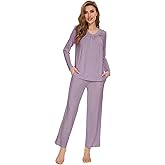 WiWi Womens Pajamas Set Sleepwear Loungewear Long Sleeve Pajama Sets Soft Pjs Viscose from Bamboo 2 Piece PJ S-XXL