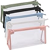Xxshcdz 5 Pack Clear Zipper Pencil Case Portable Travel Makeup Brush Bags Multi-function Stationery Organizer for Adults