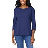 Kirkland Signature Women's 3/4 Sleeve Boatneck Slub Tee