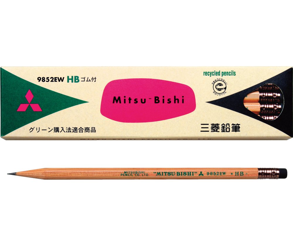 Mitsubishi Pencil recycling pencil with pencil eraser 9852EW hardness HB K9852EWHB by "Mitsubishi Pencil Co., Ltd."