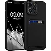 kwmobile Case Compatible with Apple iPhone 14 Pro Max Case - TPU Phone Cover with Credit Card Holder - Black