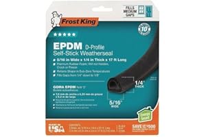 Frost King V25BK 3/8" Wide x 1/4" Tall x 17' Long X-Treme Rubber Weather-Strip Tape, Black