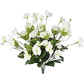 GhuaH 2 Pcs Artificial Flowers for Outdoors Hibiscus Faux Impatiens Outdoor Planters White Artificial Tropical Flowers Realistic UV Resistant Silk Flowers for Outside Front Porch Spring Summer Decor
