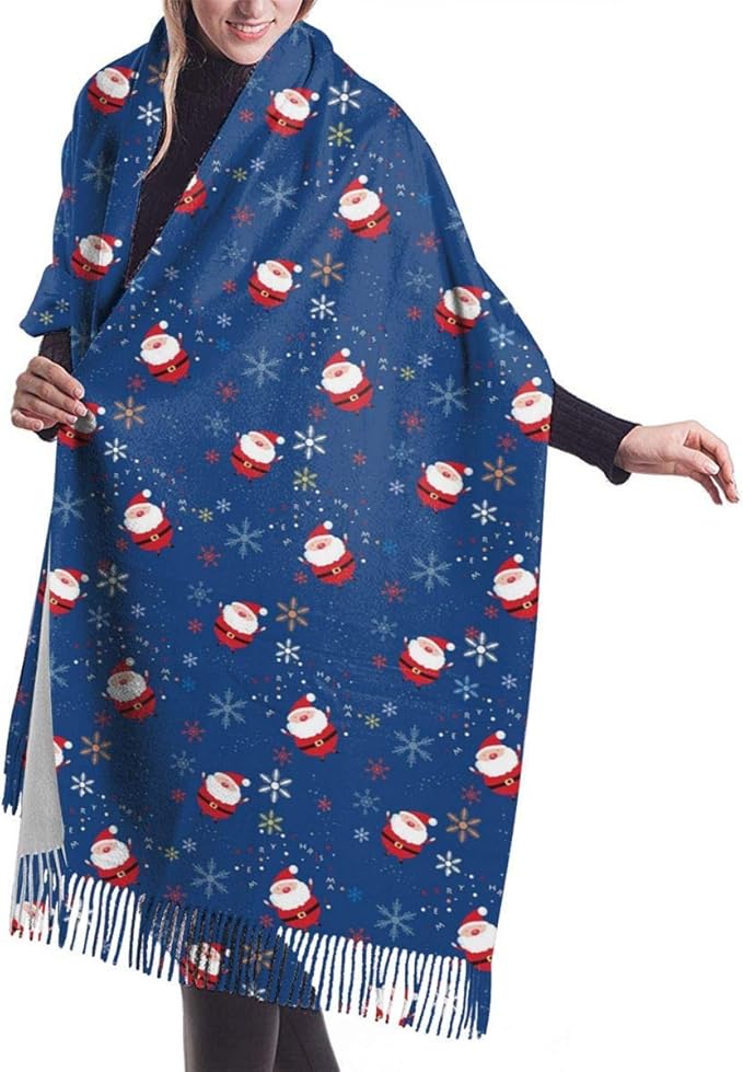 Women Pashmina Scarf, Christmas Santa Soft Scarf Winter Shawl Wrap