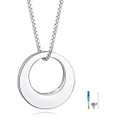 Jinlou Circle of Life Urn Necklace for Ashes - 925 Sterling Silver Always in My Heart Sterling Silver Cremation Urns Pendant Eternity Memorial Necklaces for Women
