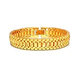 U7 Men Wrist Chain Bracelet 18K Gold Plated 12mm