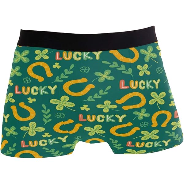 ZZKKO St Patrick's Day Shamrock Print Men's Boxer Briefs - Breathable Stretch Underwear With Support Pouch, S-XL