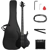 Ktaxon Electric Bass Guitar Full Size Flame Design Bass Guitar Kit (Matte) | Full Equipment with 20 Watt Amplifier, Portable Bass Bag, Superior Amp Wire, Adjustable Guitar Strap, Plectrum &amp; Wrench Tool