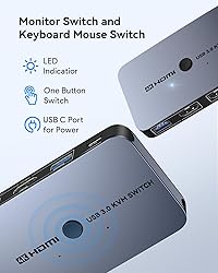 KVM Switch, ABLEWE Aluminum KVM Switch HDMI,USB