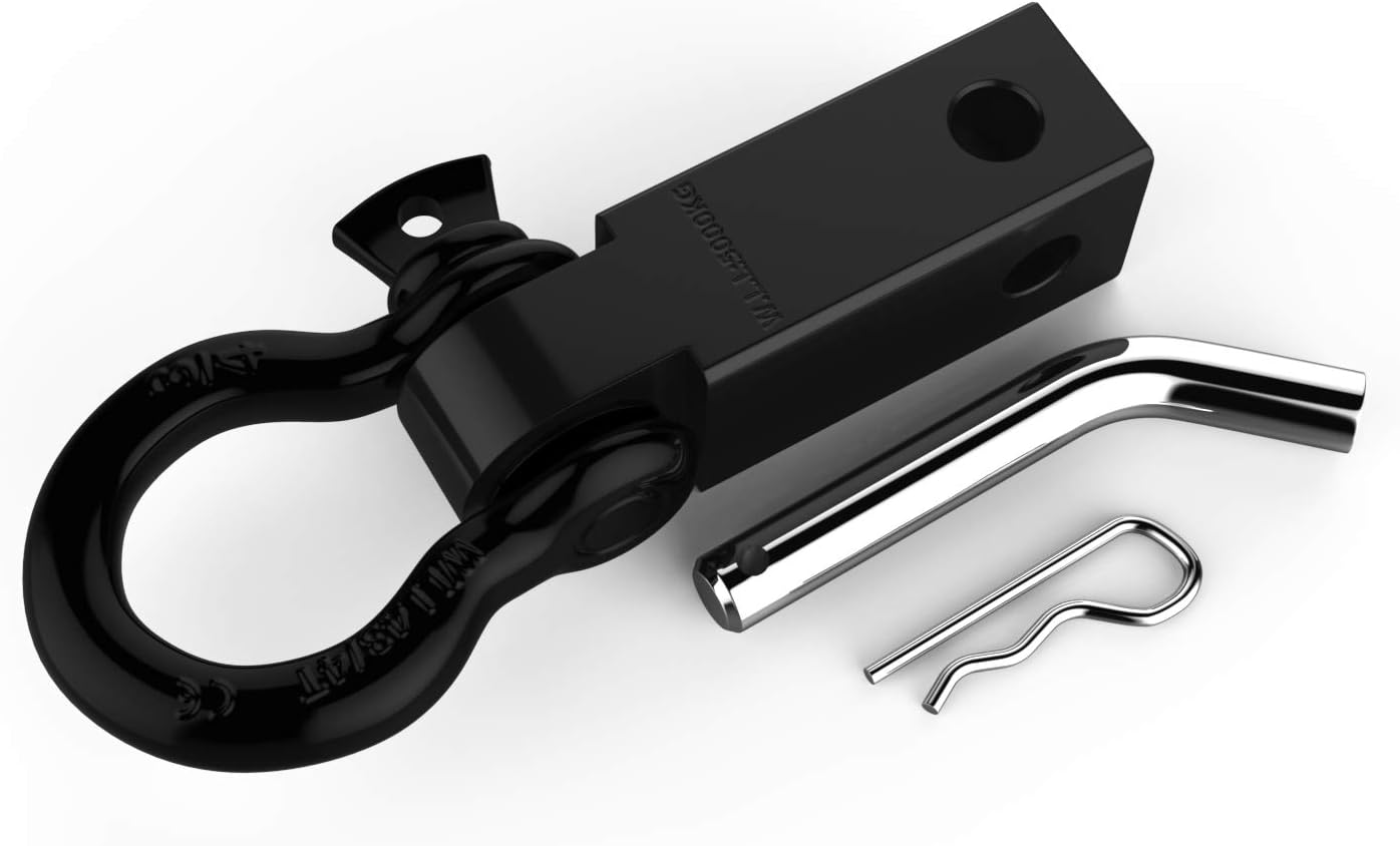 HardTrak Shackle Hitch Receiver D-Ring Towing Vehicle Recovery Heavy Duty ยพ D-Ring 7/8 Bolt WLL 10472+ lbs UNDISTRACTABLE for 2โ Inch + 5/8 Pin to Connect Your Tow Strap to Truck Jeeps SUV and ATV