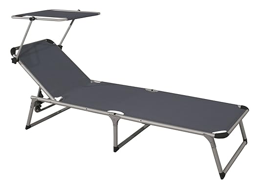 Gartenliege Dreibeinlige XL Liege Alu mit Dach extra hoch und 210 cm lang