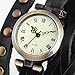 AMPM24 Women's Lady Wrap Around Quartz Watch Bracelet Black PU Leather WAA340