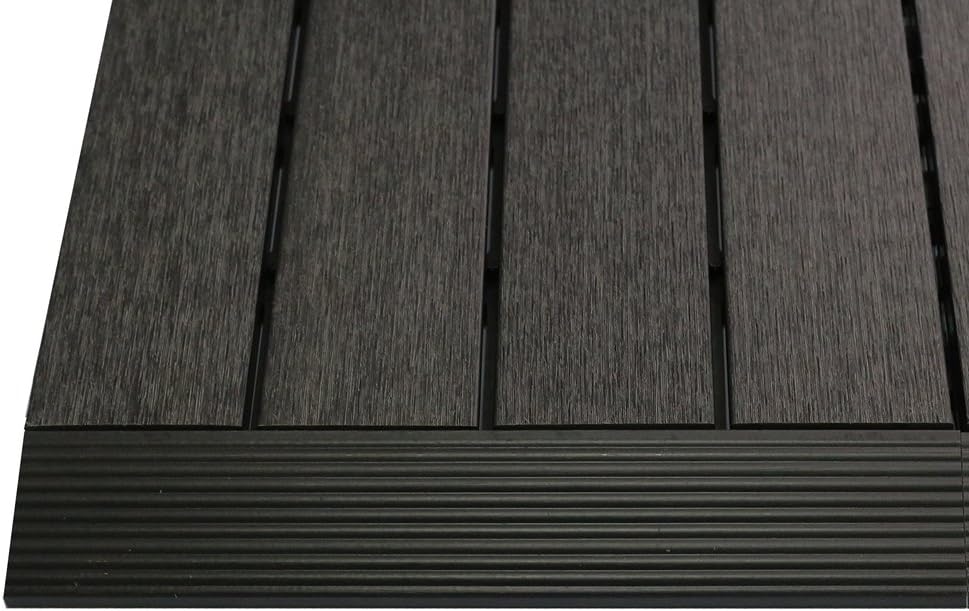 NewTechWood US-QD-SF-ZX-CH 1/6 x 1 ft. Quick Composite Deck Tile Straight Trim in Hawaiian Charcoal (4-Pieces/Box)