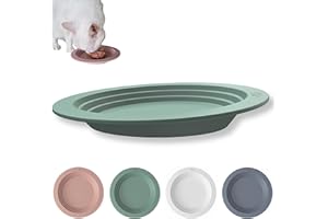 EcoLeo Whisker Friendly Cat Food Dish, Platinum Silicone, LFGB Certified Non-Toxic, Anti Whisker Fatigue, Low Profile, Shallow, Non Slip, Cat Dog Kitten Feeding Dish_Green