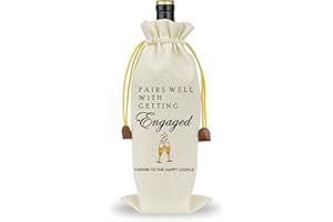 Raisingwell Wedding Wine Bag Engagement Gifts for New Couples, Mr and Mrs Marriage Wedding Gifts, Honeymoon Gifts, Wine Champagne Gift Bag With Drawstring, Getting Engaged