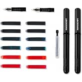 MANUSCRIPT Calligraphy Starter Kit, 4 Nib Widths, Manual and Pad | 2 Dodec pens, 4 nibs, 12 cartridges, 20-page manual, A5 practice pad and grid sheets.