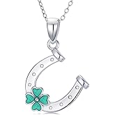 Sonouli Lab Grown Diamond Horseshoe Necklace with Clover Gift for Women
