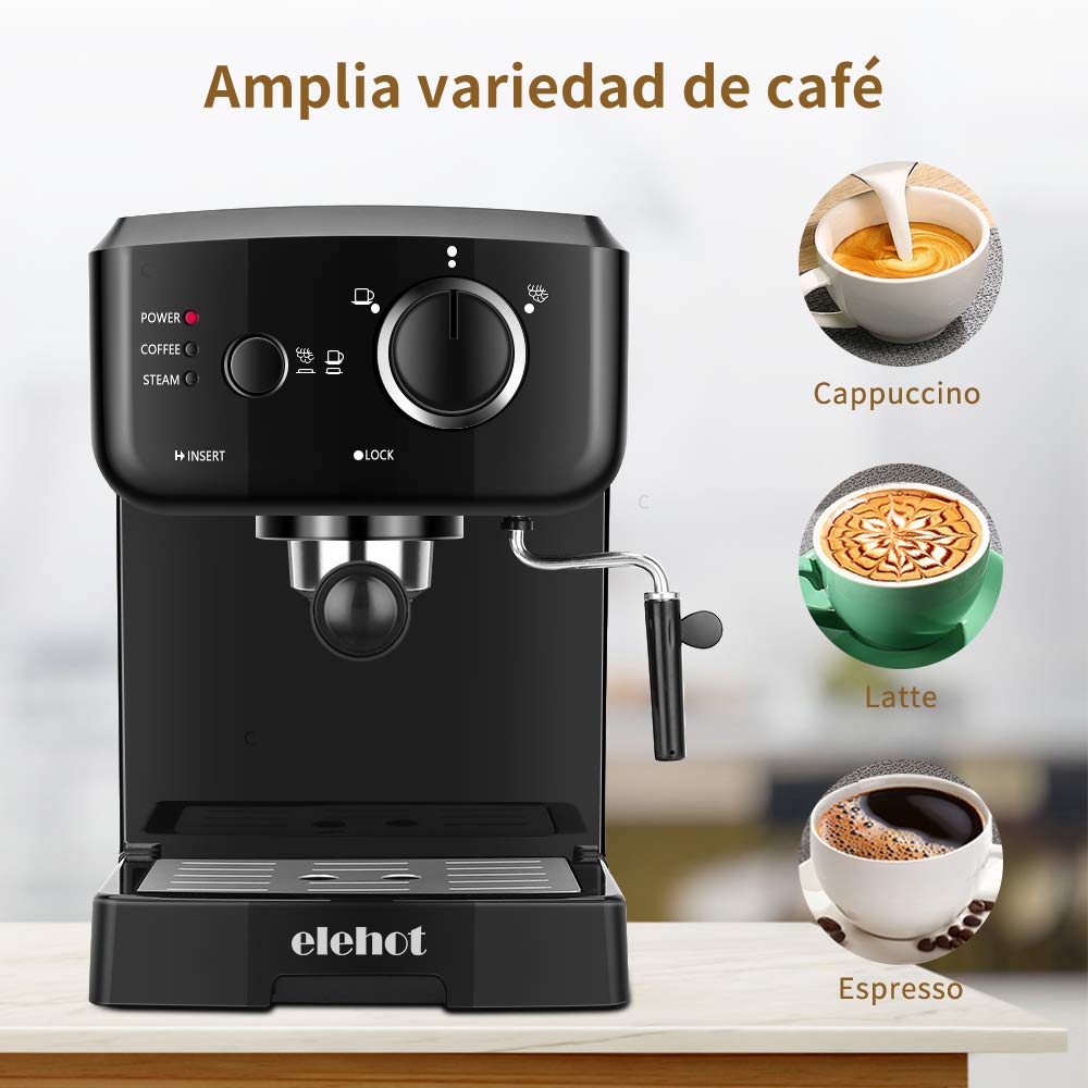 Cafetera Express Cafetera Espresso de Bomba Automática con Boquilla de  Espuma de Leche Profesional Presión 15 Bares Capacidad 1.25L para café  Capuchino Macchiato Cafeteras Café y té futakuchi-hakata.com