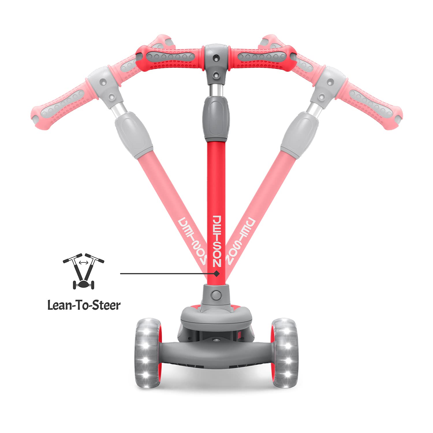 Gleam Kids Kick Scooter | LED Light-Up Wheels | Rear Foot Brake | Adjustable Handlebar | Wide Deck | Lean-to-Steer | Three Wheels | 5” Front Wheels | 3.5” Rear Wheel | Ages 3+