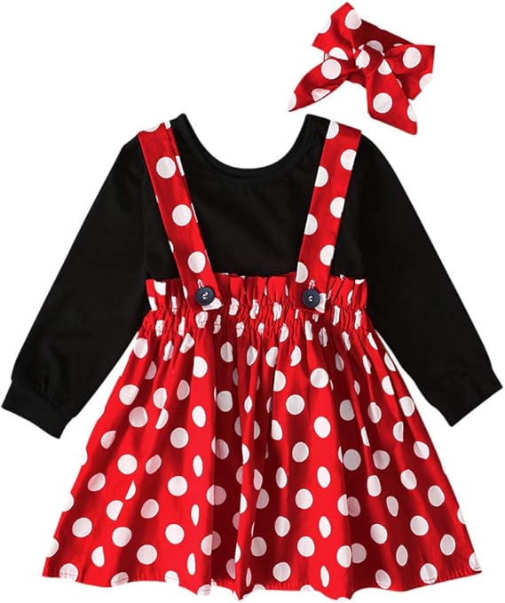 Amazon Co Jp キッズ服 ワンピース 女の子 長袖 半袖 春 夏 秋 冬 ワンピース ドレス ベビー服 ロンパース ストラップスカート ヘッドバンド 3点セット 女の子 可愛い Tシャツ ドット プリント スカート 上下セット ガールズ 歩行服 発表会 新年 誕生日祝い 服