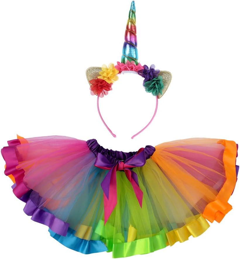 Dreamdanceworks UnicornTutu Skirt Costume for Girls Birthday Party Dress Up Set