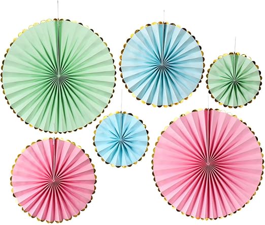 Amazon Com Party Hanging Paper Fans Set 8pcs Foil Gold Party Diy