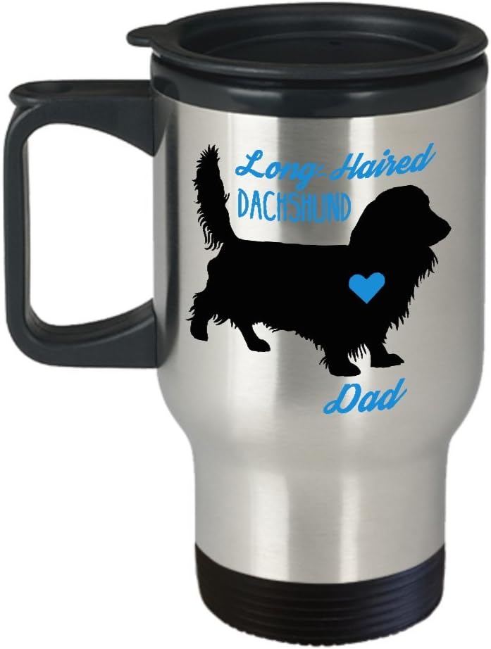 Amazon Com Chillthreads Long Haired Dachshund Dad Travel Mug