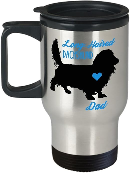 Amazon Com Chillthreads Long Haired Dachshund Dad Travel Mug