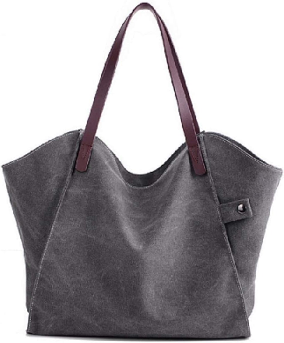Canvas Handbags Tote Bag for School Work Travel and Shopping, 37 x 3 x 31cm(L*W*H),Gray 1 Pack
