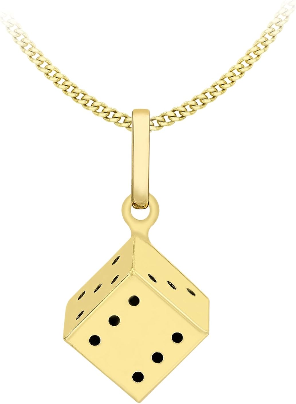 Carissima Gold 9ct Yellow Gold Dice Charm Pendant on Adjustable Curb Chain Necklace of 41cm/16