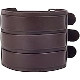 CALFOVERA Genuine Leather Punk Bracelet Wide Adjustable Rock Leather Cuff Bracelet Triple Strap Wrap Wristband Bangle with Alloy Buckles for Men Women Daily Wear Costume Party Cosplay Gift Brown