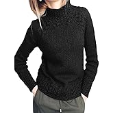 Womens Turtleneck Pullover Solid Color Comfort Knit Long Sleeve Pullover Oversized Slim Fit and Casual Sweater