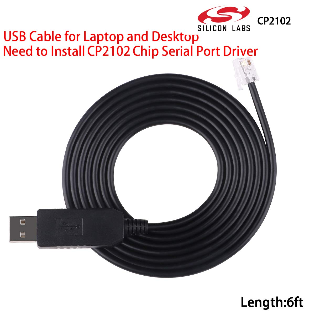 Green-utech Meade 505 Upgrade Control Console Cable USB to RS232 RJ11 4P4C Adapter Cable 6ft (USB to 4P4C, 6FT) - Image 3