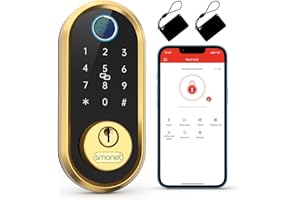 Smart Lock SMONET Bluetooth Keyless Entry Keypad Smart Deadbolt-Fingerprint Electronic Deadbolt Lock, Remote Ekeys Sharing, Easy to Install for Homes and Hotel Works with Alexa(Gateway Not Included)