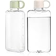 ZEAYEA 2 Pack Portable Flat Water Bottle, 17 oz BPA Free Slim Drinking Bottle, Plastic Travel Water Bottle for Outdoor Sports