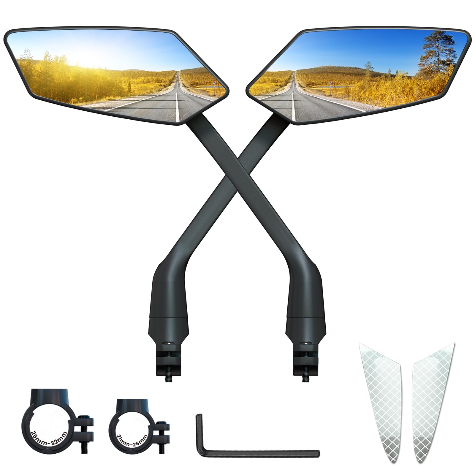 Photo 1 of 2024 New Handlebar Bike Mirror, Safe Crystal Convex Wide Angle UHD Glass Bicycle Mirror, Adjustable Rearview Mirror, Easy Installation for Ebike Scooter Snowbike (Convex Silver 1 Pair)