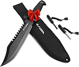 FLISSA Survival Hunting Knife with Sheath, 15-inch