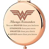KEYCHIN Heroine Pocket Mirror Diana Fans Gift You are Braver Stronger Smarter Than You Think Heroine Compact Mirror for Women Girls (Heroine-RG)