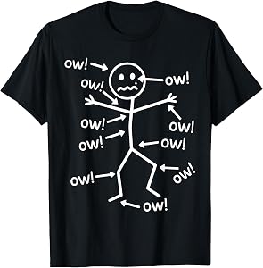 Funny Ow Ow Ow Ow Saying Body Pain Character Humor Sarcastic T-Shirt