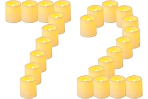 Yakpo 72 Pack 1.5" x 1.8" Tea Lights Candles Battery Operated, Flameless Flickering LED Tealights Votive, Electric Outdoor Fl